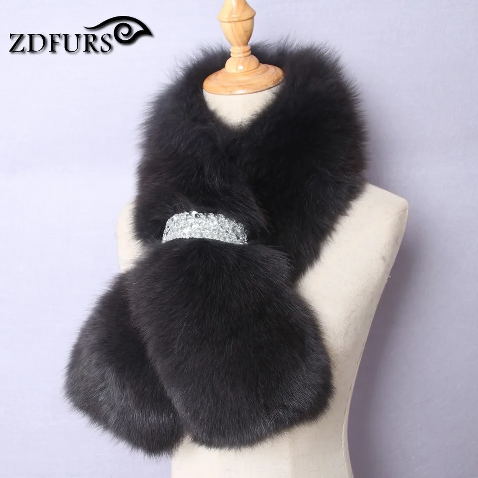 ZDFURS* Зимний натуральный Лисий мех шаль модный воротник длинный меховой шарф женский лисий мех кольцо украшение пальто меховой воротник