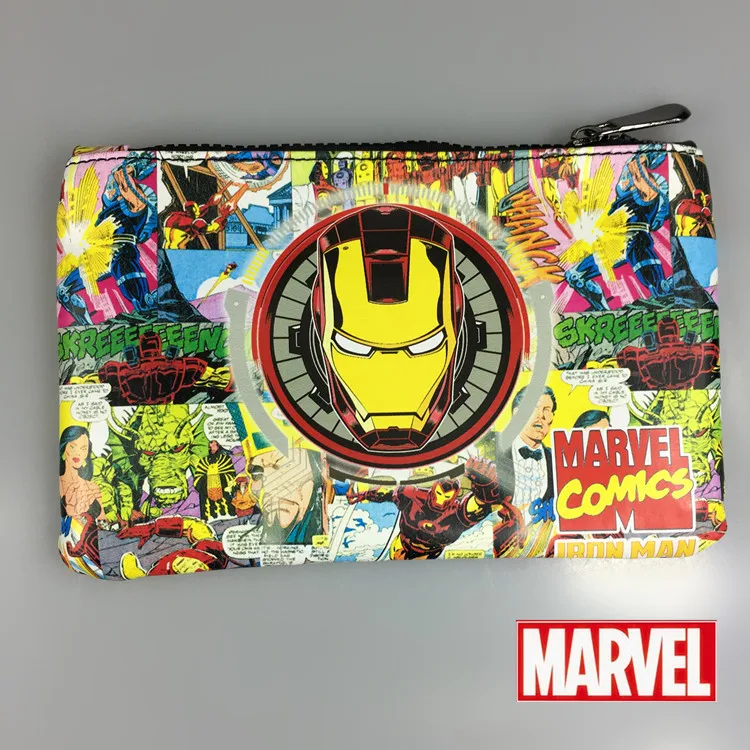 Оранжевый Marvel мстители аниме кошельки капитан американский человек-паук железный человек бэтмен джокер халк ручка карандаш сумки модный кожаный кошелек - Цвет: Оранжевый