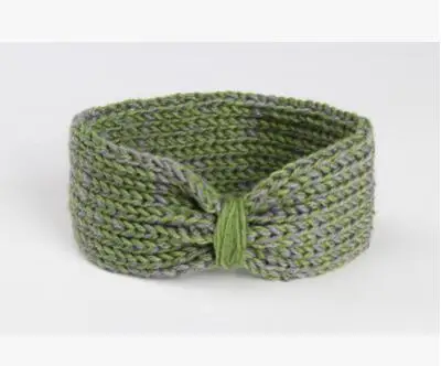 Тюрбан для новорожденных Зимняя повязка на голову с бантом вязанная Детская