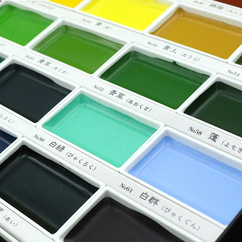 Kuretake GANSAI TAMBI Solid Watercolor Paint Professional Watercolor Gouache Paint 12/18/24/36/48 Colors