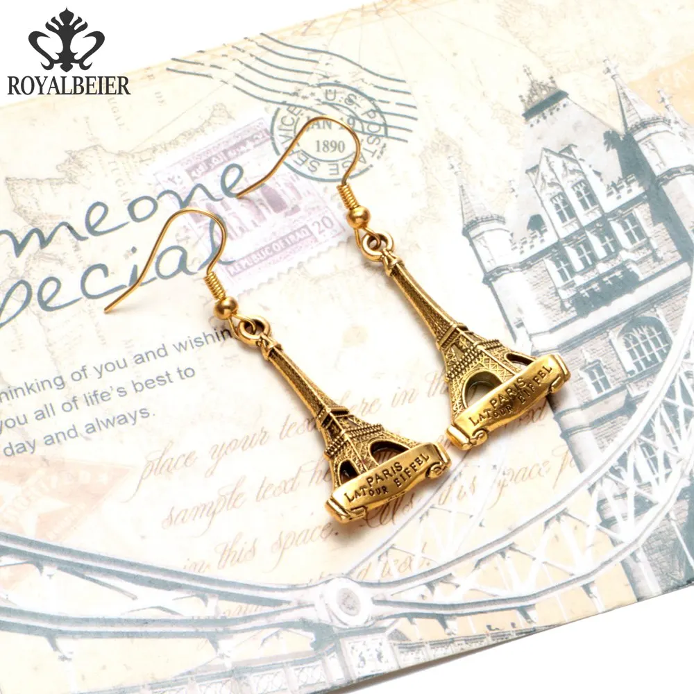 2017 металлические золотые висячие серьги с изображением Эйфелевой башни подходят