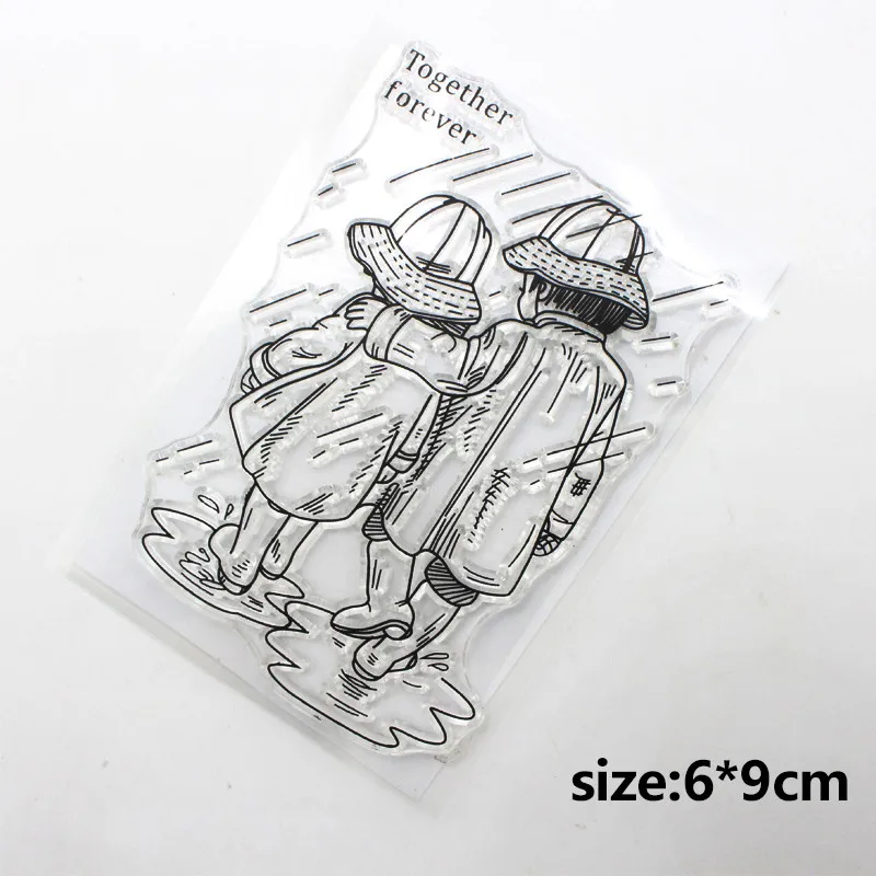 clear stamp 1 Прекрасная семейная пара прозрачные штампы дождь девушка цветок штампы прозрачный резиновый прозрачный Штамп для DIY бумажные карточки для скрапбукинга ремесло - Цвет: clear stamp 1