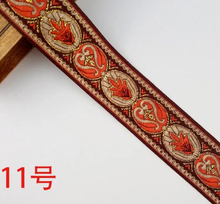 Diy аксессуары Тканый Жаккардовый ленточный шнур в этническом стиле ремень 33 мм ширина 7 м собачий пояс тесьма DIY ленточный шнур отделка - Цвет: 13