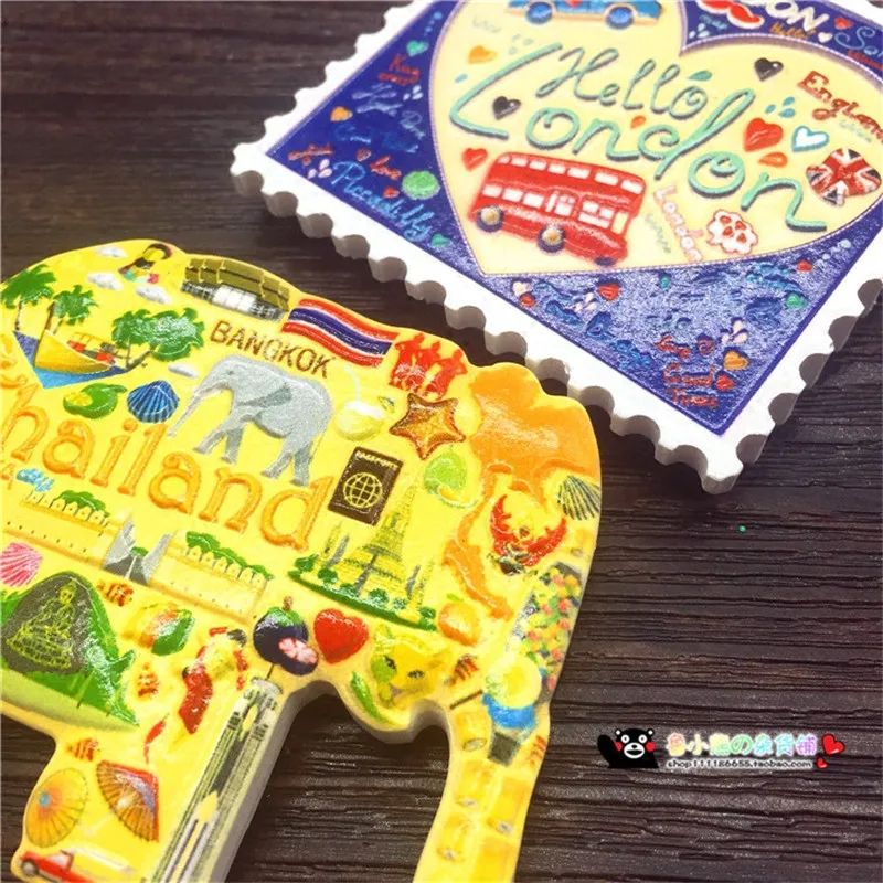 3D окрашенный полимер Япония Лондон Таиланд слон карта индии магниты на
