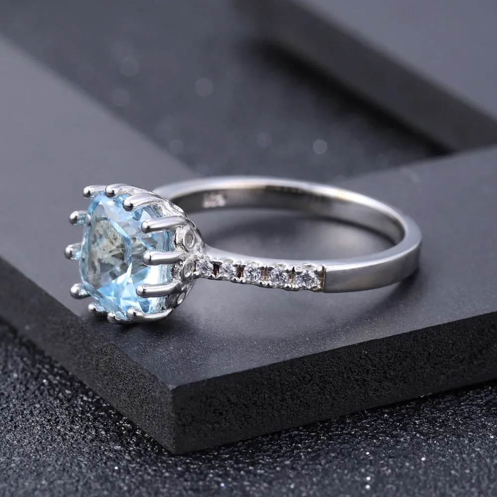 GEM'S BALLET 4.68Ct натуральный голубой топаз драгоценный камень кольцо 925 пробы серебряные кольца для женщин модные свадебные ювелирные изделия