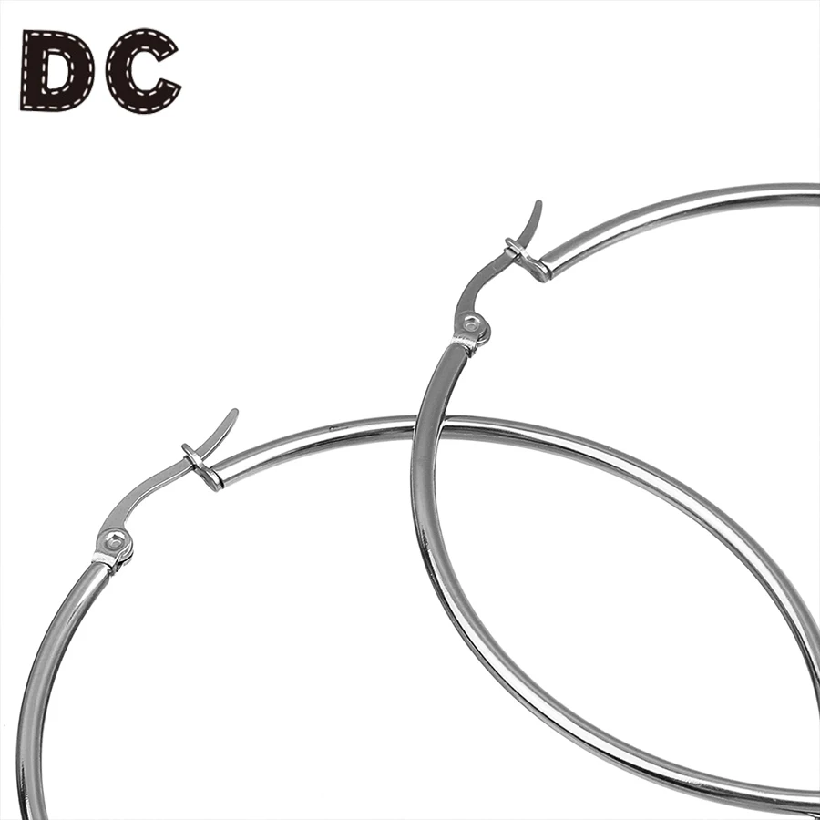 DC модные большие круглые серьги из нержавеющей стали петля для кольца 25 мм 55