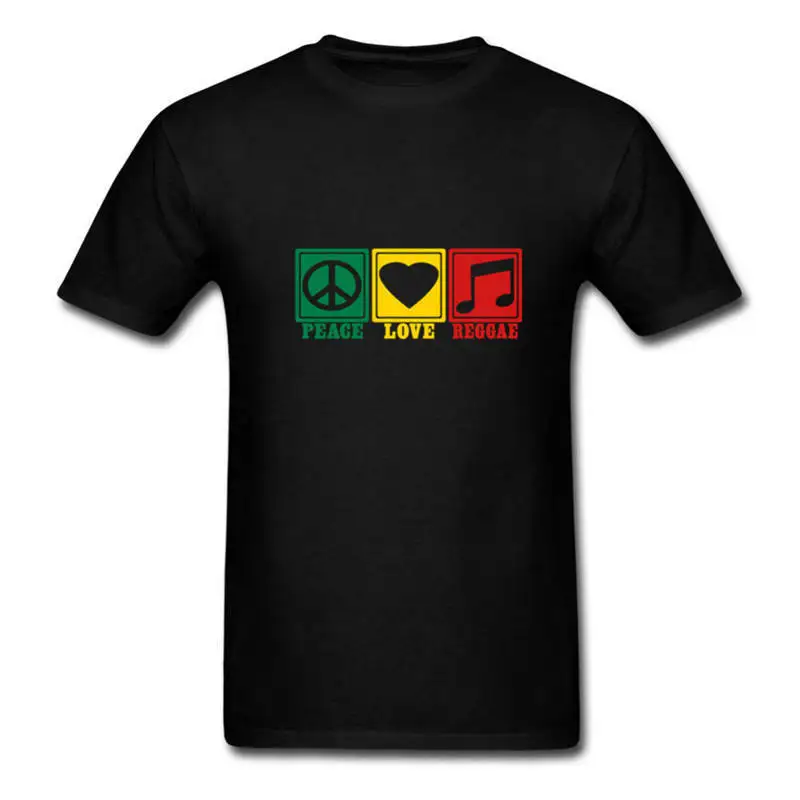 Футболка хорошее качество футболки короткий рукав Printed Crew Neck мужские Peace Love Регги