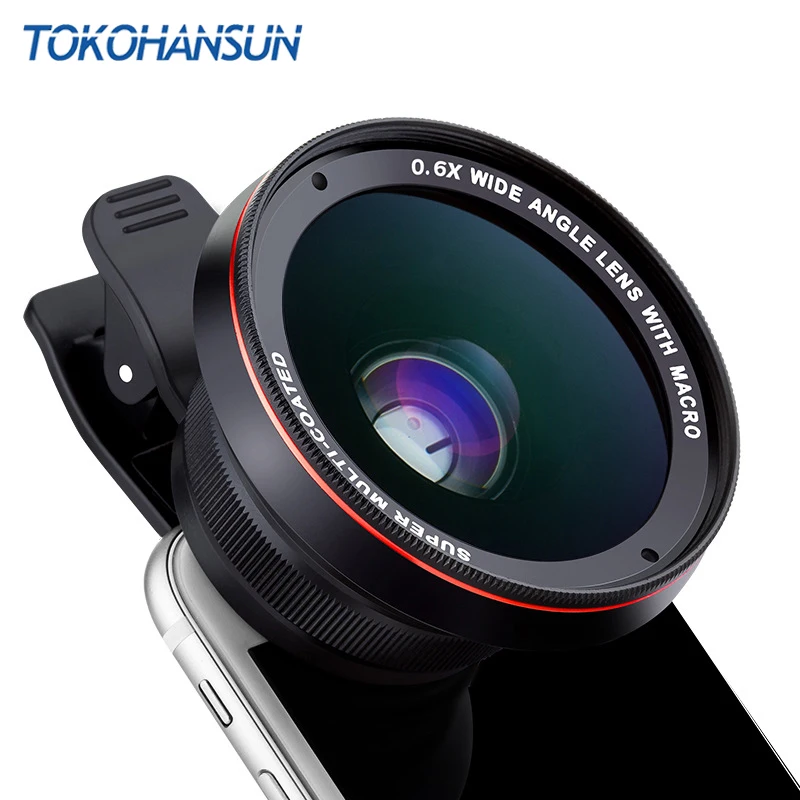 TOKOHANSUN 2 в 1 оптический объектив 4k Профессиональный 0.6X широкоугольный + 15X