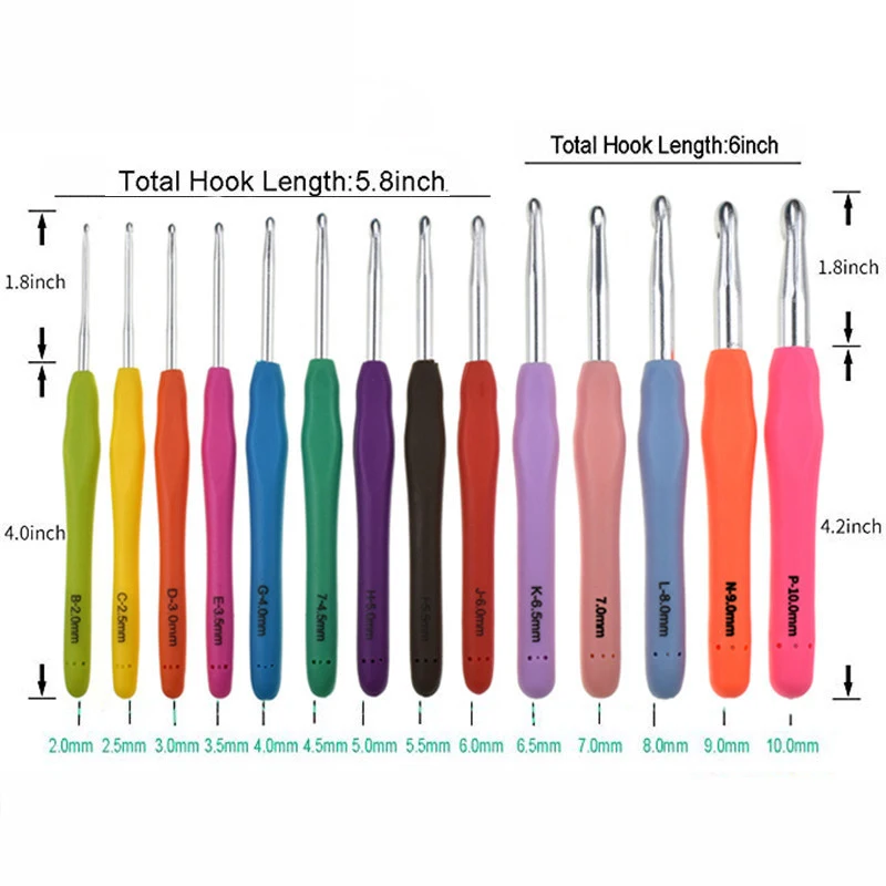 Набор крючков для вязания крючком набор мягких с ручкой Удлиненные вязаные