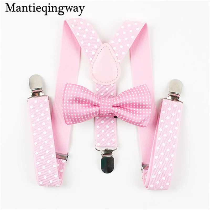 PK Mantieqingway/комплект с галстуком-бабочкой в горошек ярких цветов, комплект с регулируемыми подтяжками и галстуком-бабочкой для мальчиков и девочек, 3 зажима, Y-back, подтяжки - Цвет: PK