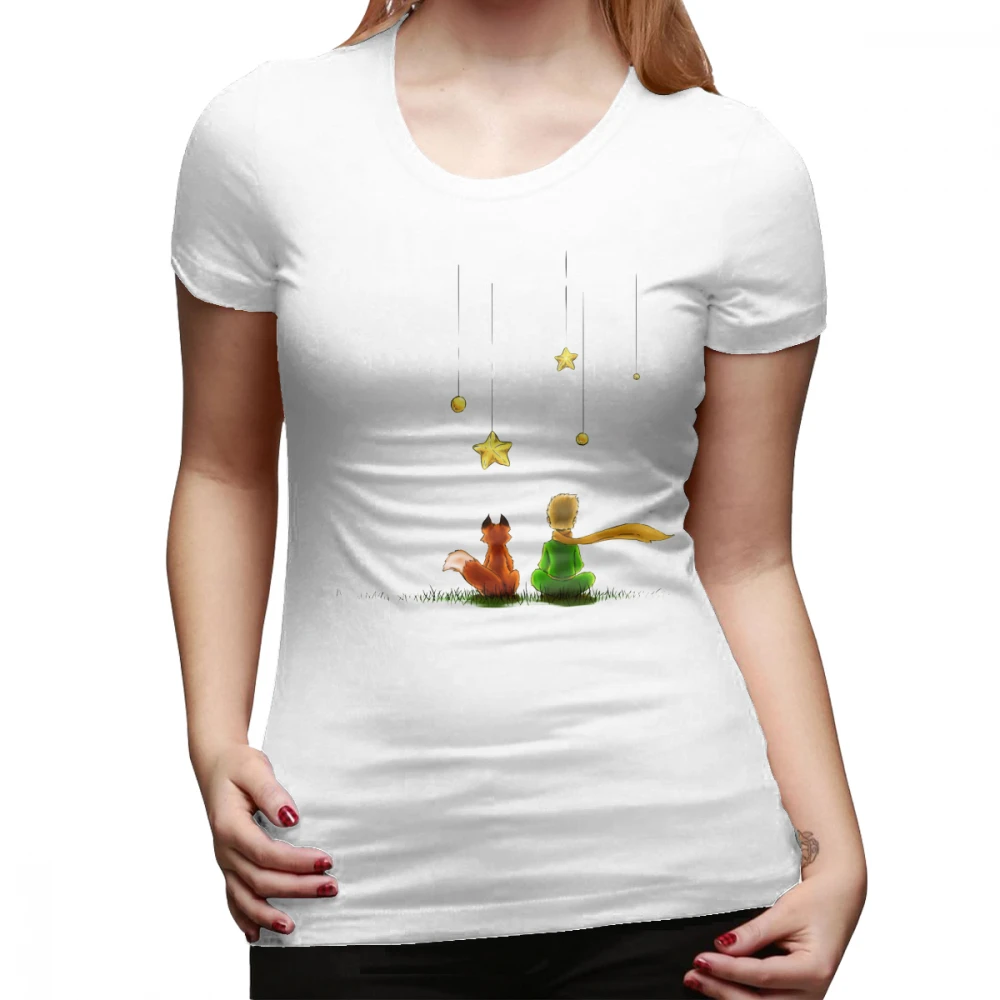 Маленький принц, Футболка Le Petit Prince, футболка с круглым вырезом, забавная женская футболка размера плюс, короткий рукав, серая повседневная женская футболка - Цвет: Белый