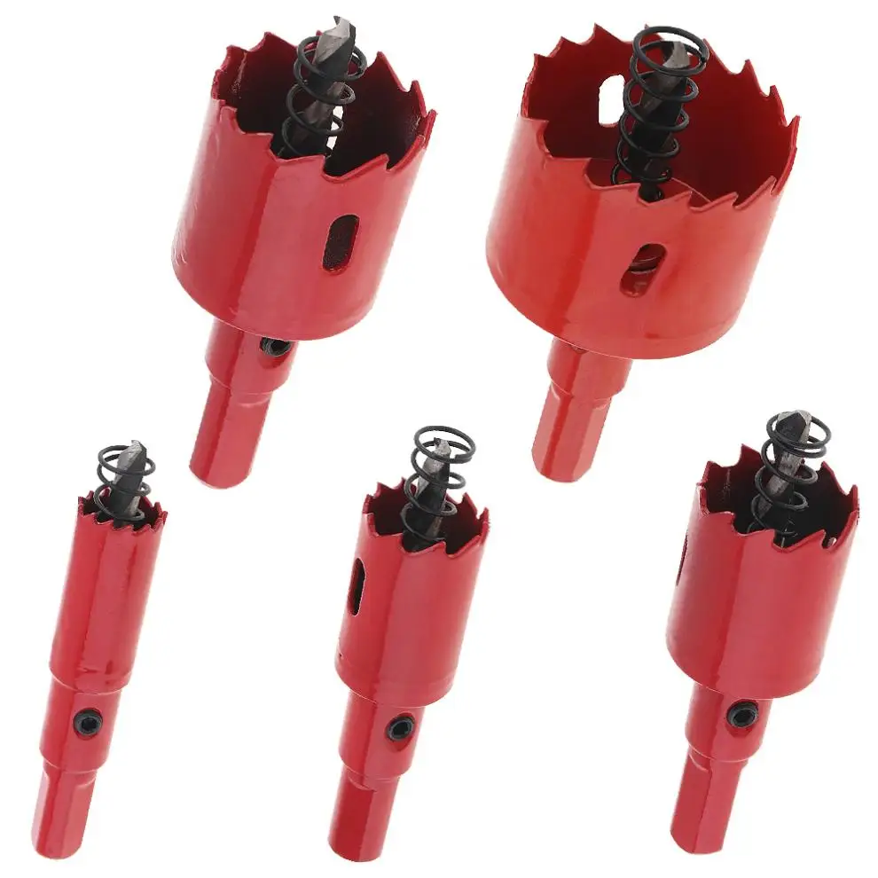 5pcs/lot 15 / 20 25 30 40mm Bi-metal Hole Saw Drilling Cut Tool with Sawtooth and Spring for PVC Plate woodworking | Инструменты