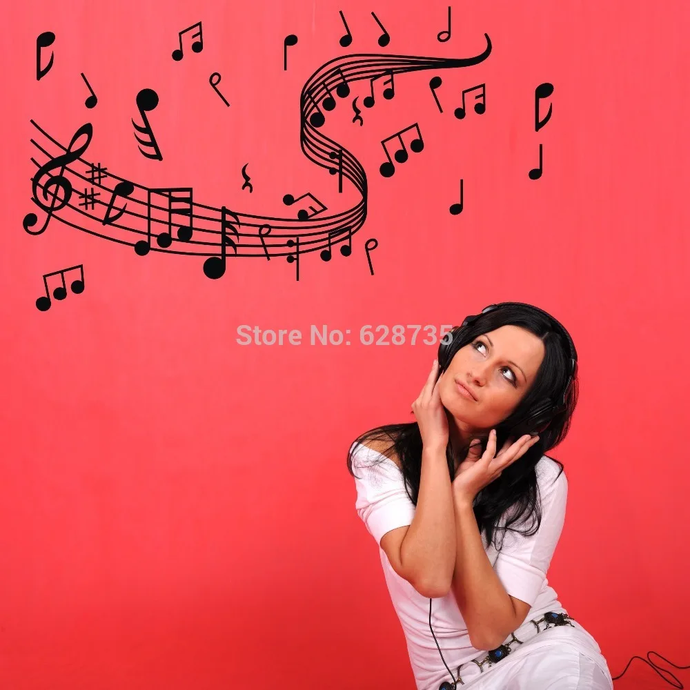 Музыкальные наклейки на стены креативные виниловые стену Декор танцевальная