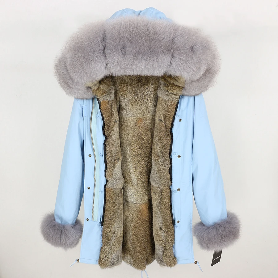 32 OFTBUY длинная парка с воротником из натурального Лисьего меха, зимняя женская куртка с подкладкой из натурального кроличьего меха, пальто из натурального меха, уличная одежда, новинка - Цвет: 32
