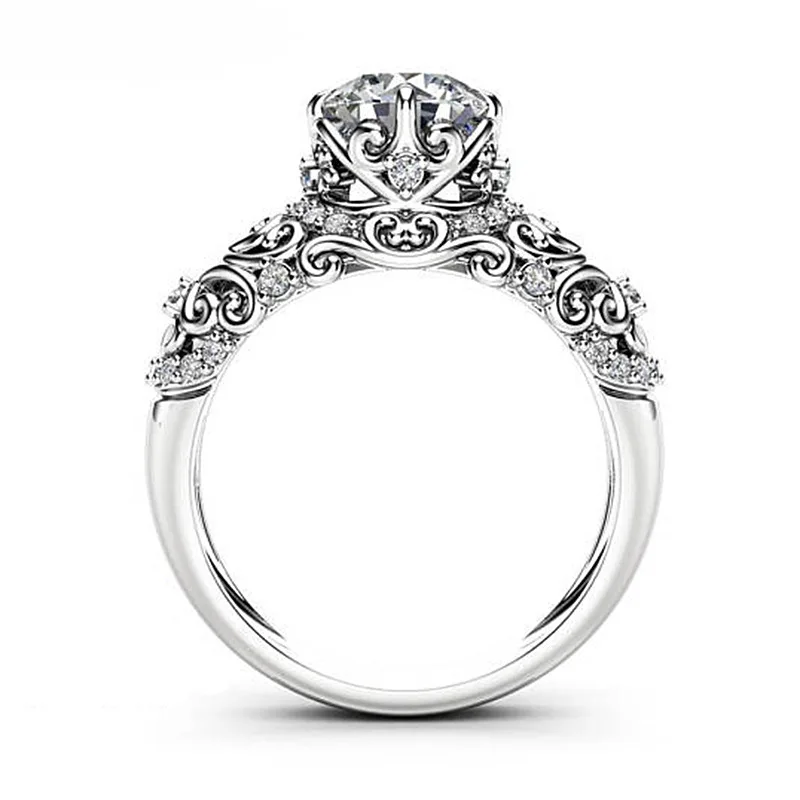Vecalon Hollow Flower ring 925 Sterling silver AAAAA zircon Cz Engagement wedding band rings For women Bridal Jewelry | Украшения и