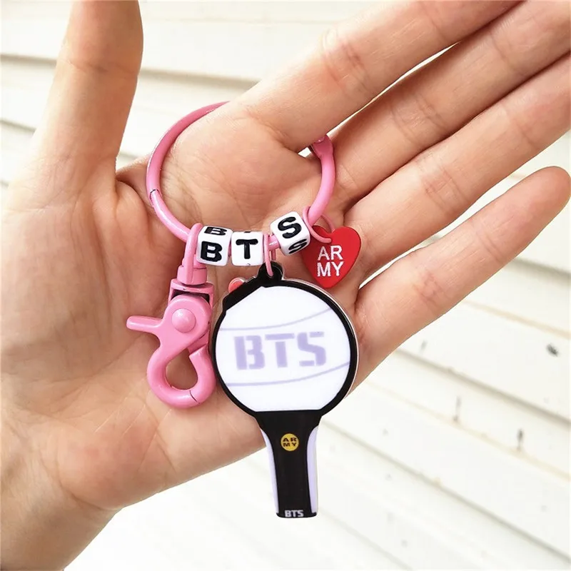 New Kpop BTS Bangtan Boys Army Fans EXO GOT7 WANNA ONE TWICE SEVENTEEN Light Stick Key Ting Bag Pendant Ring Keychain | Женская одежда