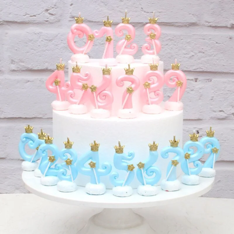 Новая Милая Высококачественная Корона 0 9 цифровые свечи на день рождения детский
