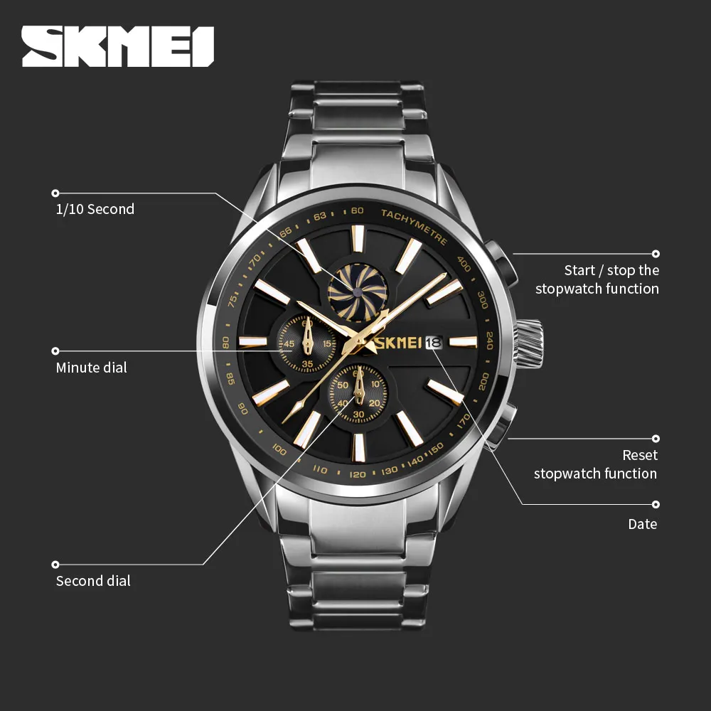 Лучший бренд SKMEI Роскошные Мужские кварцевые часы повседневные мужские