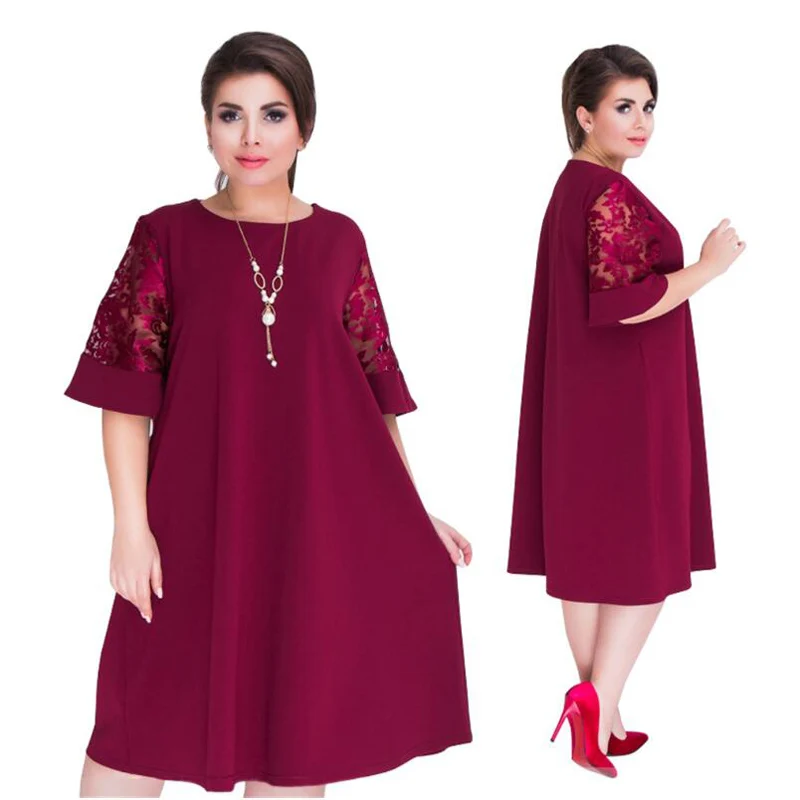 Летние платья больших размеров 5XL 6XL 2018 кружевное лоскутное свободвечерние