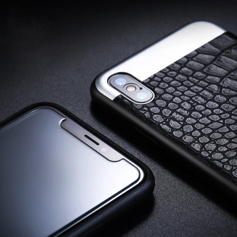 CHYI Роскошный кожаный чехол для iphone X металлический силиконовый с крокодиловым