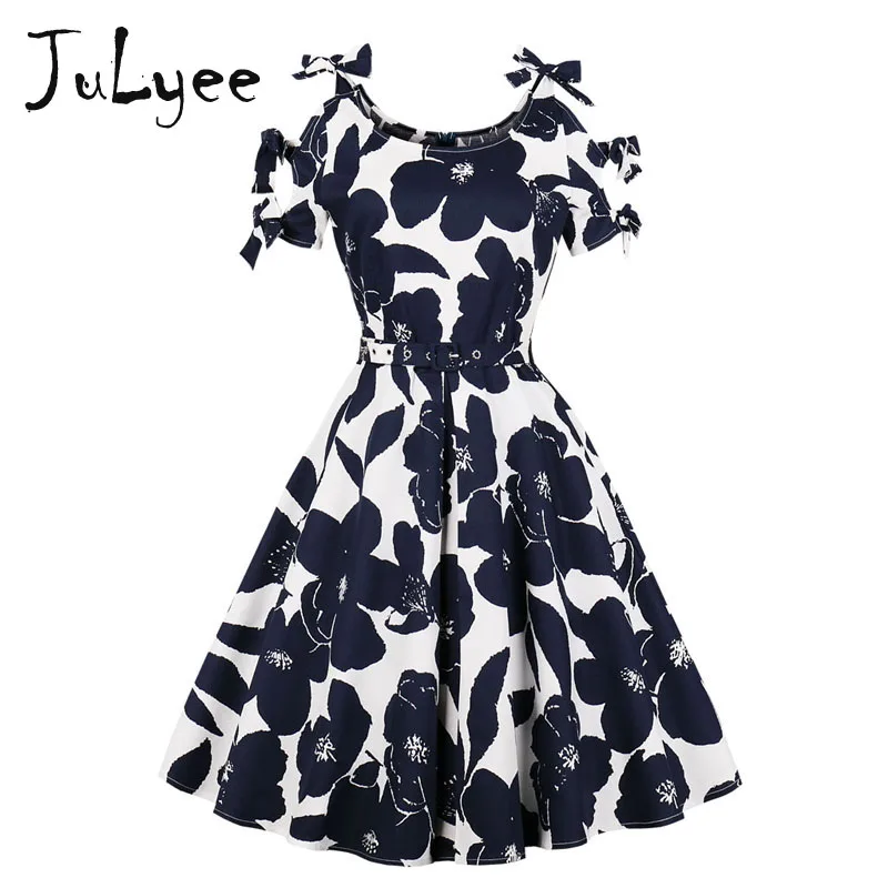 Julyee на шнуровке с принтом винтажное платье женские большие размеры летние 50 s