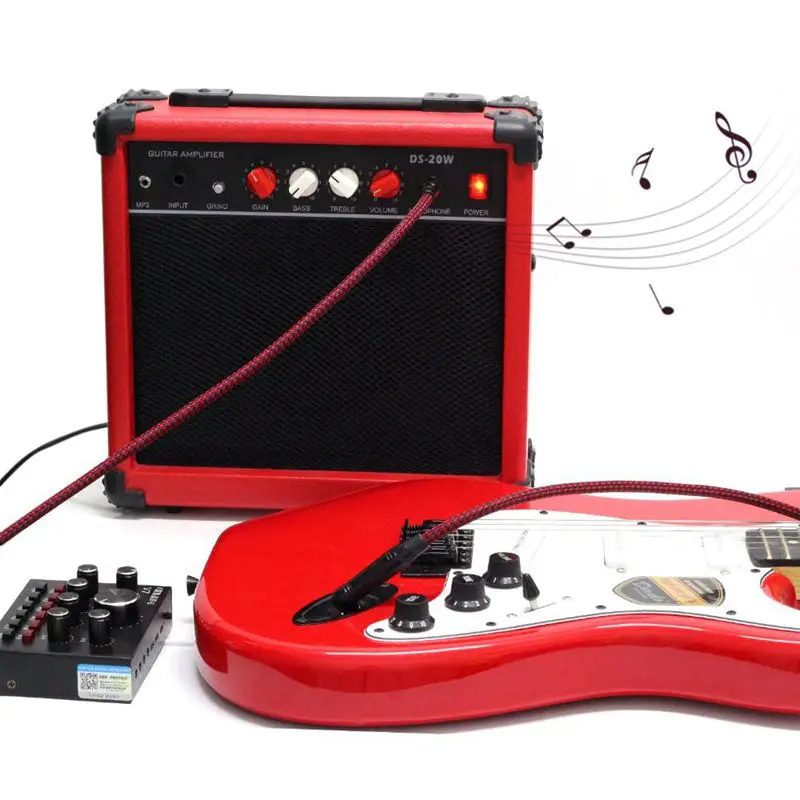 Заказной красный и черный сетевой кабель для электрогитары 6 35 мм гитарный бас