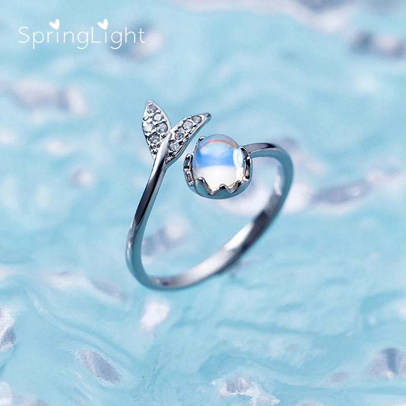 Mermaid Ring Весеннее светящееся пенопластовое дизайнерское Кристальное кольцо с натуральным 925 пробы, серебряным синим хвостом, кольца с драгоценными камнями для женщин, ювелирное изделие, подарок для дам - Цвет камня: Mermaid Ring