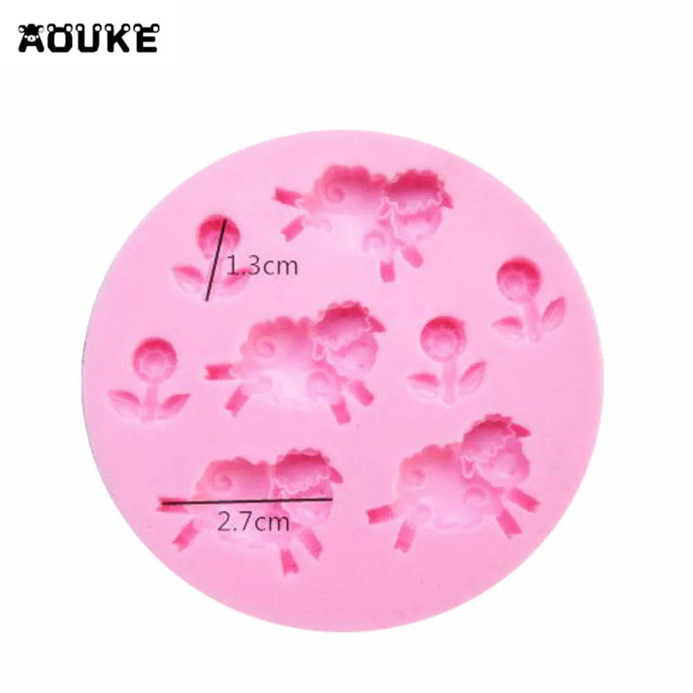 Овцы Цветы Форма помадка торт Силиконовая форма выпечка бисквитов конфеты