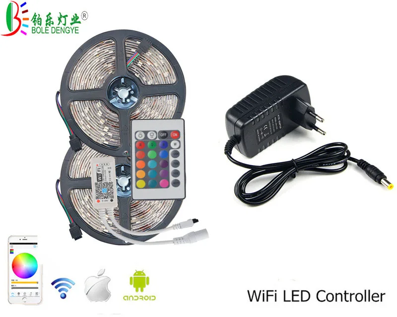 BOLEDENGYE RGB5050 30led/m гибкая лента светодиодная 5 м 10 полоса света полный комплект + WiFI