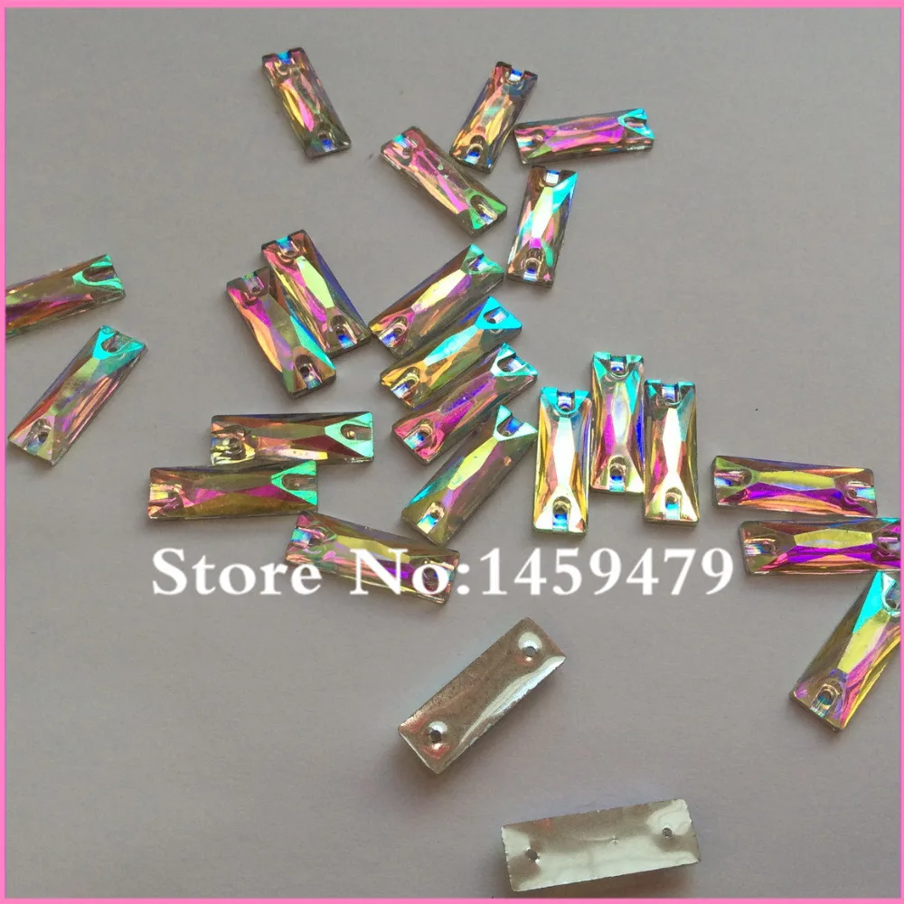 Оптовая продажа 100 шт. 9*25 мм белый цвет AB Блестящий Стразы прямоугольный кристалл