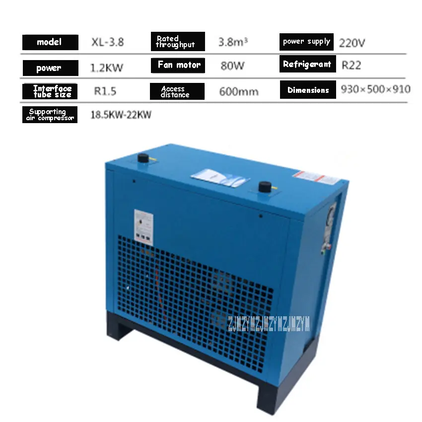 110V XL-3.8 охлаждающее сушильное устройство воздушный компрессор высокого качества холодильная сушилка РЕФРИЖЕРАТОРНЫЙ осушитель 3800L 220V 1.2KW R1.5 0,2-1.0MPA - Цвет: 110V