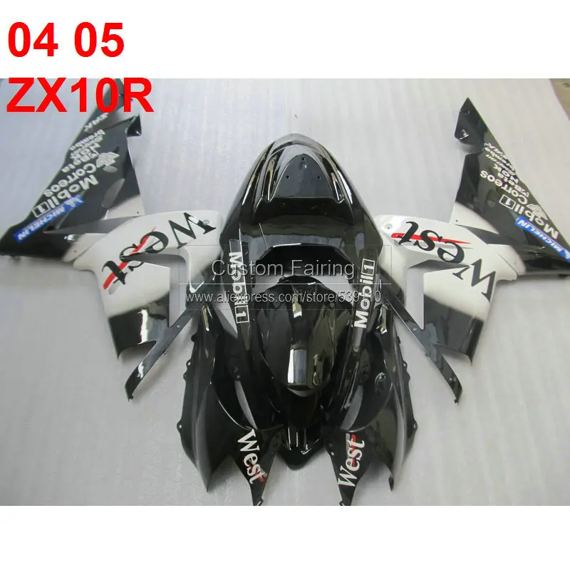 Обтекатели из АБС пластика для Kawasaki ZX10R Ninja zx 10r 2005 2004 черная наклейка в западном