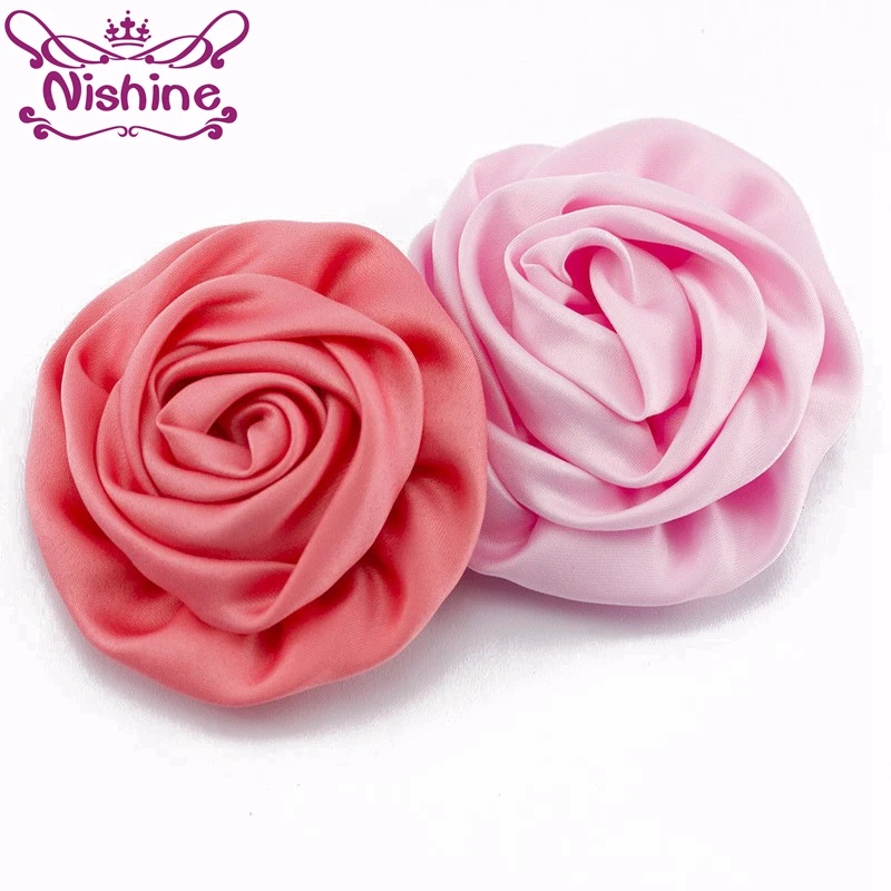 Nishine 100 шт./лот 3 &quotмягкие матовые атласные шелковые цветы для Diy аксессуары волос