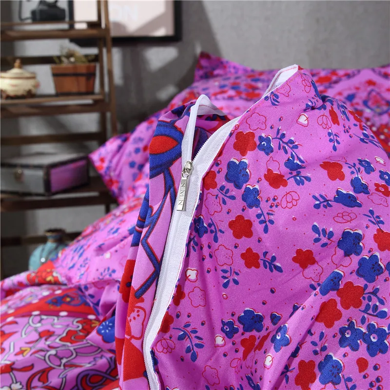 Фиолетовый принт Постельные принадлежности Outlet 5 шт. кровать в сумке цветочный