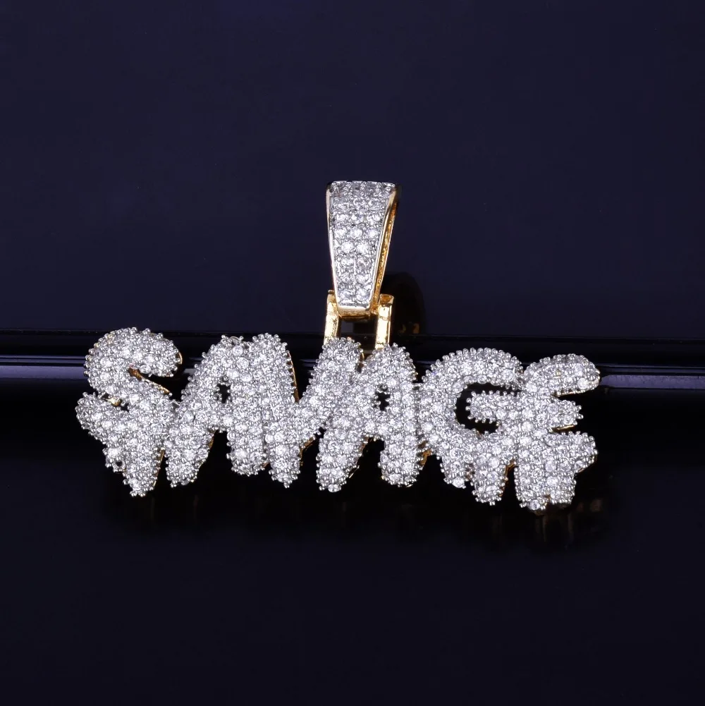 Буквы Комбинируемые подвески с теннисная Цепочка Золото Серебро Цвет Bling кубический циркон мужские хип хоп ожерелье ювелирные изделия для подарка