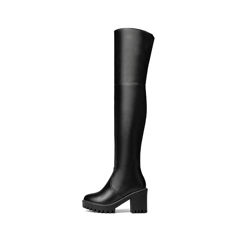 MEMUNIA Newest thigh high boots women round toe autumn high heels platform over knee boots slim sexy long shoes