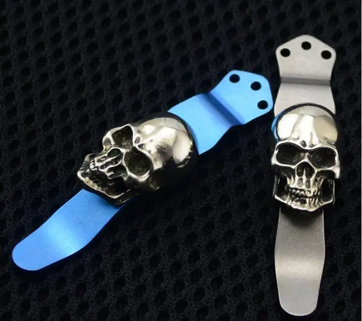 Zt Knife Tc4 Titanium pocket Knife clip+BRASS Skeleton BEAD stone wash