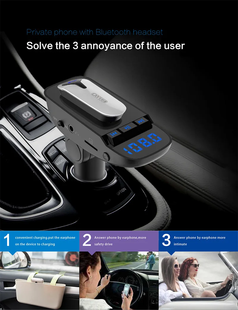 Nulaxy FM передатчик Bluetooth модулятор Hands-free Автомобильный MP3-плеер Поддержка