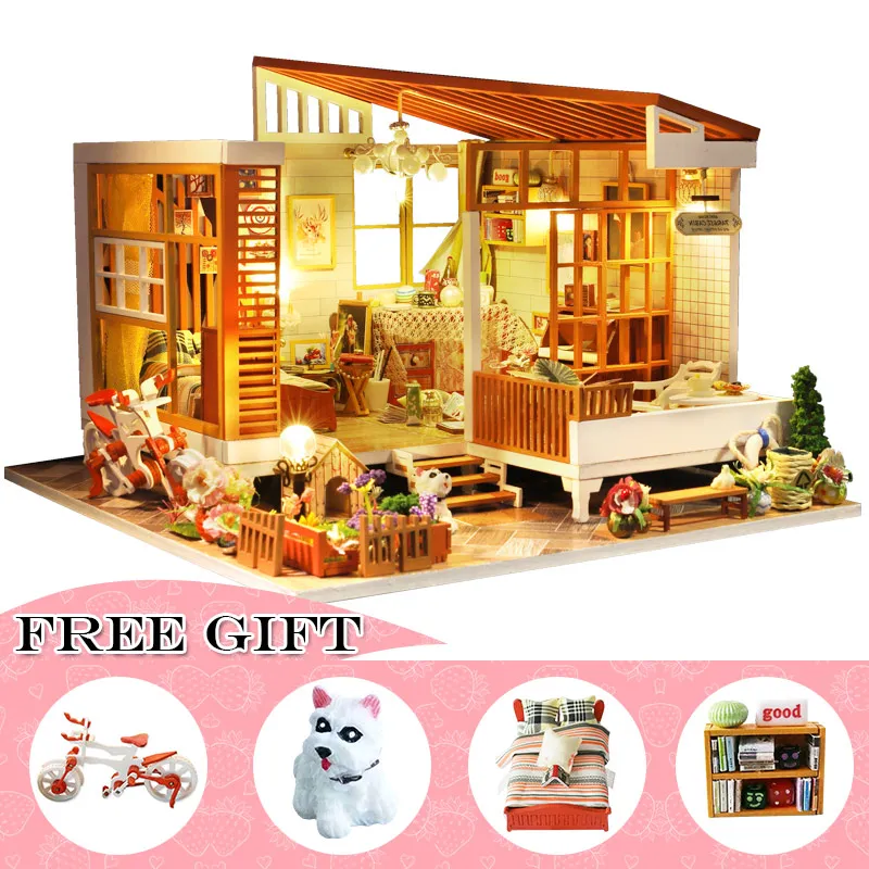 A04A Cutebee Каса Кукольный дом миниатюрная мебель кукольный домик DIY Миниатюрные домики комната коробка театральные игрушки для детей Каса кукольный домик S02B - Цвет: A04A