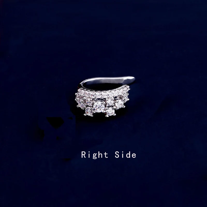 silver crown right Элегантные женские серьги-клипсы в форме короны из кубического циркония, Ретро стиль, полые u-образные серьги в форме короны, без пирсинга, серебряный цвет - Окраска металла: silver crown right