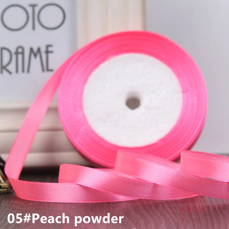 Peach powder 25 ярдов/рулон корсажные атласные ленты для свадьбы рождественской вечеринки украшения wide6mm-40mmDIY ленты для поделок Подарочный материал - Цвет: Peach powder