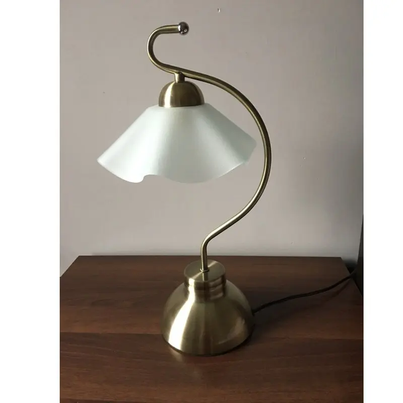 Настольные лампы для кабинета бронзовые винтажные стеклянные осветительные