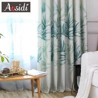 green leaves printed curtains for living room bedroom window modern sheer tulle and curtains luxury chinese drapes fabric blinds