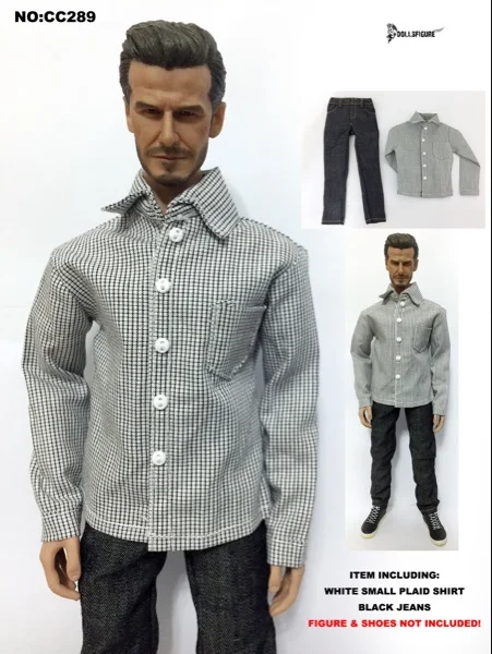 

1/6 Light Grey Plaid Shirt with Pants Model for 12''Figures
