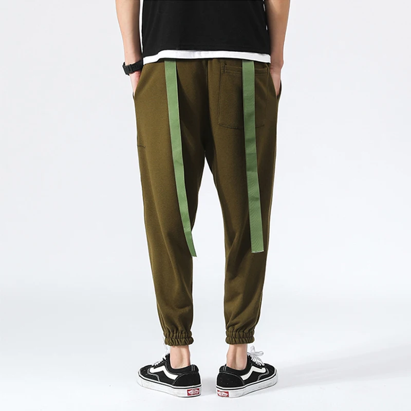 Повседневные мужские брюки в стиле хип хоп с лентами шаровары буквенным принтом