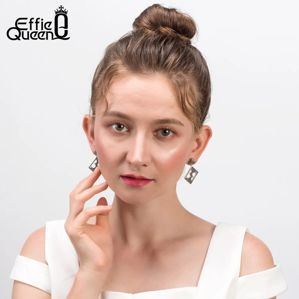 Effie Queen инкрустированные с заплатками в стиле покера черное Клубное серьги для