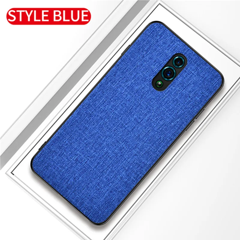 blue Чехол из мягкой ткани для OPPO Reno, жесткая задняя крышка из поликарбоната для OPPO realme 5 Pro Reno 2 Reno Z 2Z 10x zoom, чехол, деловой чехол, Funda - Цвет: blue