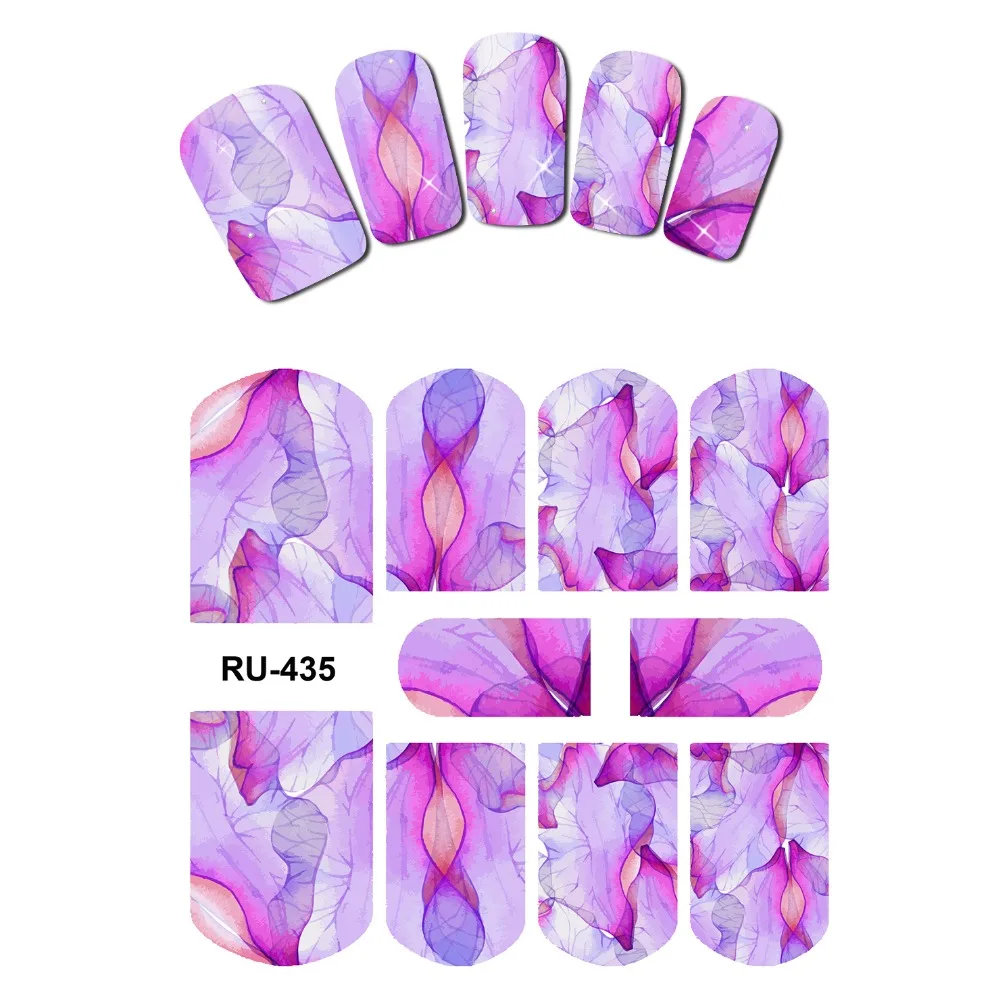 

UPRETTEGO NAIL ART BEAUTY WATER DECAL SLIDER NAIL STICKER COLORFUL HALF TRANSPARENT FLOWER PETALS NATURAL PATTERN RU433-438
