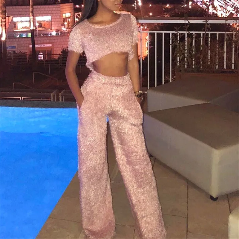 2018 Осень Зима Женский Теплый боди широкие брюки с v-образным вырезом Свободные