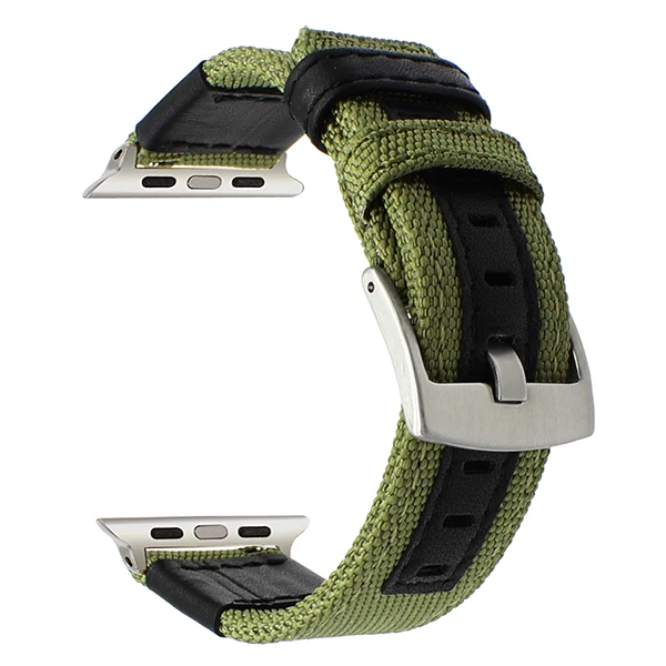 Green S Премиум нейлоновый и кожаный ремешок для часов iWatch Apple Watch 38 мм 42 мм серия 1 2 3 спортивный ремешок черный серебристый стальной ремешок с застежкой - Цвет ремешка: Green S